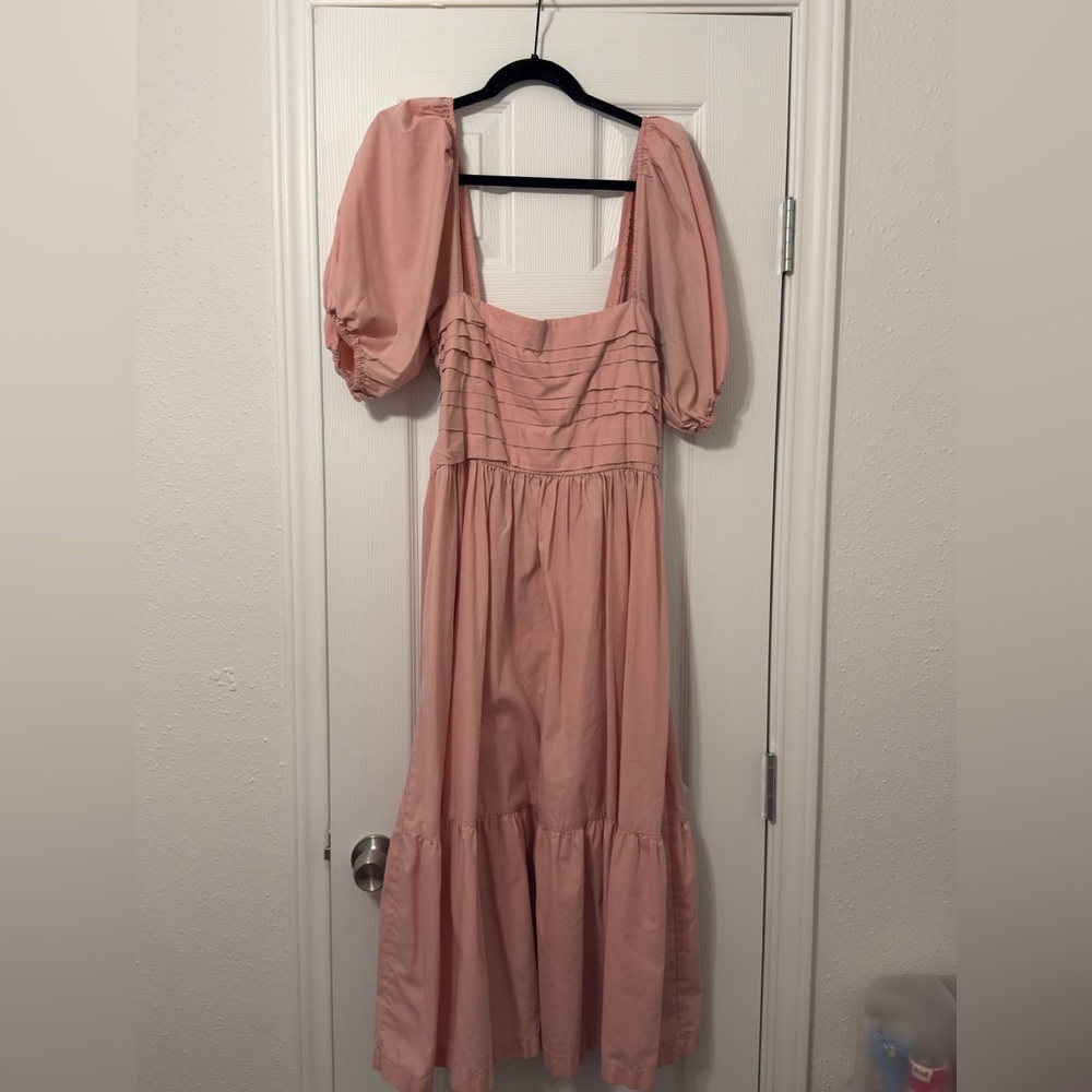 Abercrombie and Fitch Midi Emerson Puff sleeve dress pink size medium